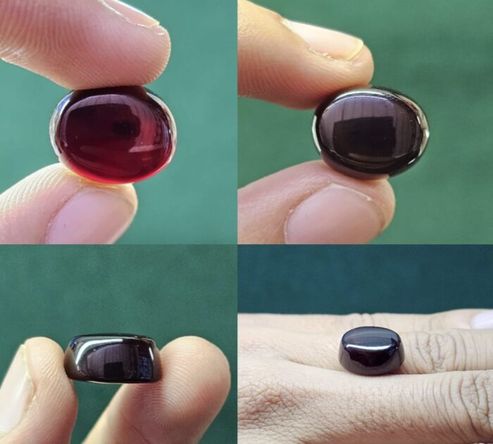 Premium Garnet Cabochon - Dark Red & Black Gemstone
