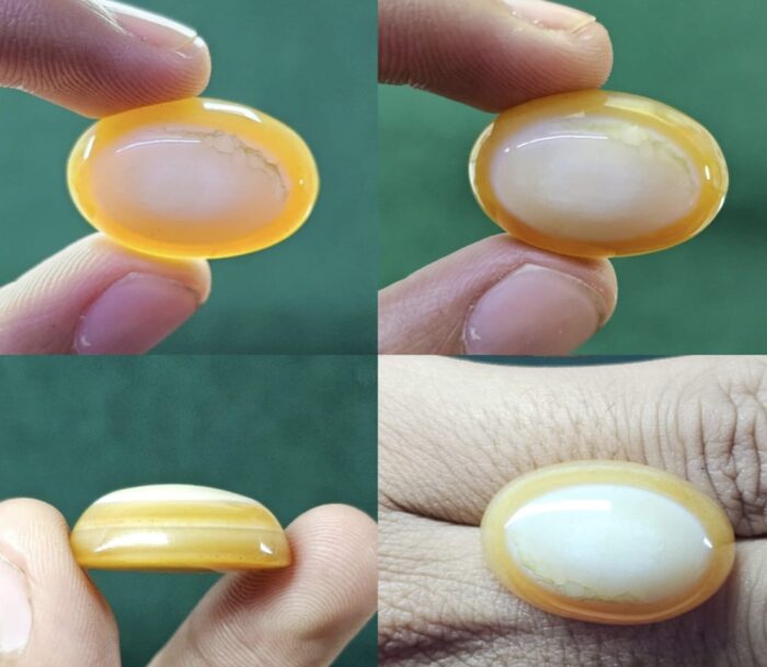 Natural Yellow & White Agate Gemstone - Premium Quality Cabochon