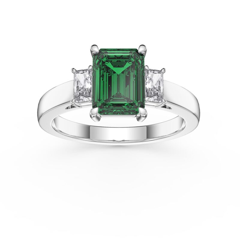 Princess Emerald Cut Lab Diamond - Three Stone Engagement Ring
